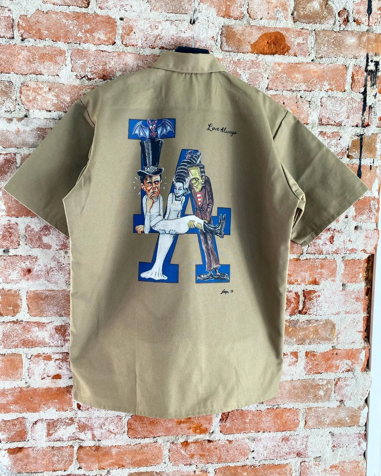 LA Monster 1/4 zip work shirt in Khaki
