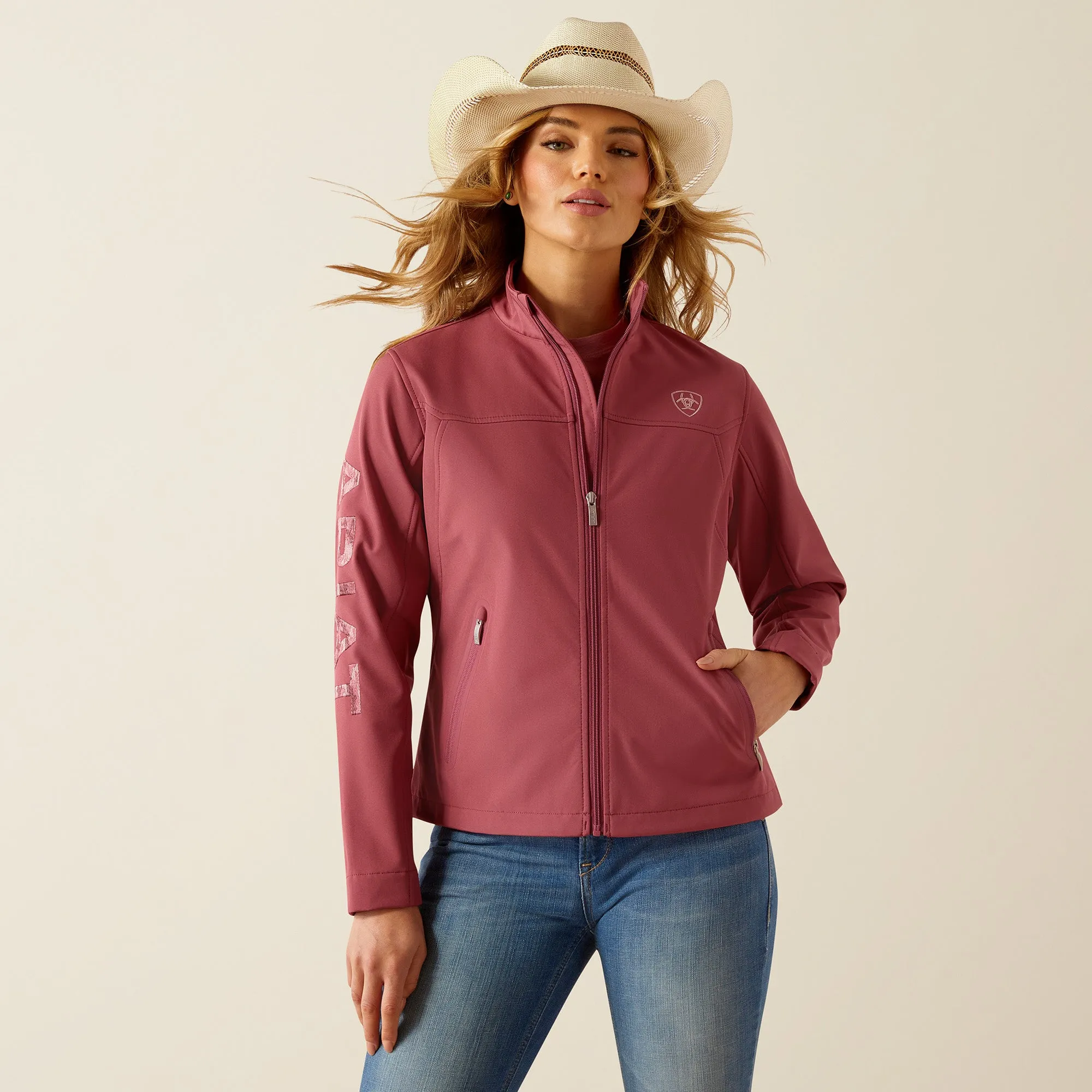 Ladies Ariat Team Dry Rose/Mauve Blur Softshell Jacket - 10055285