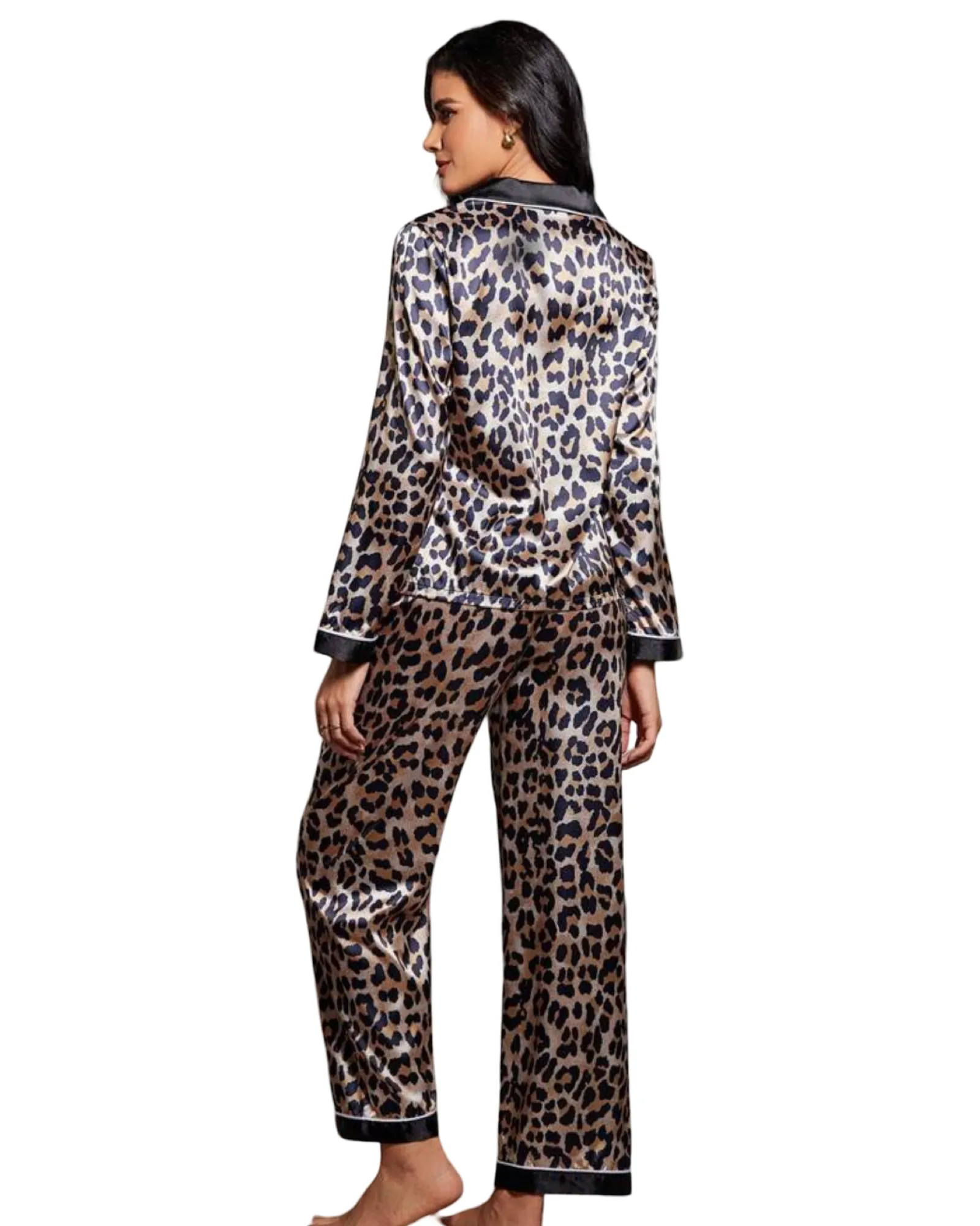 Leopard Print Long Sleeve Pj Set