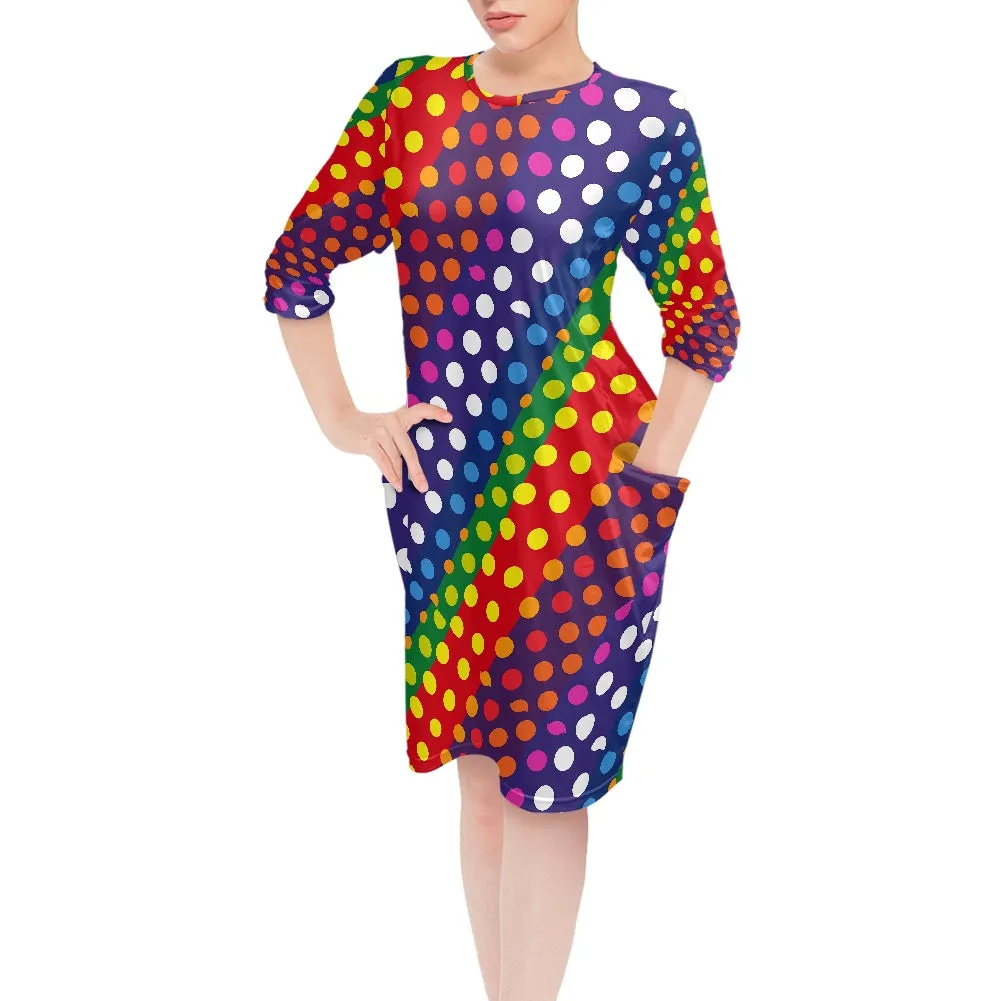 LGBTQ-Friendly Rainbow Polka Dot Long Sleeve Nightdress by Luxtrini