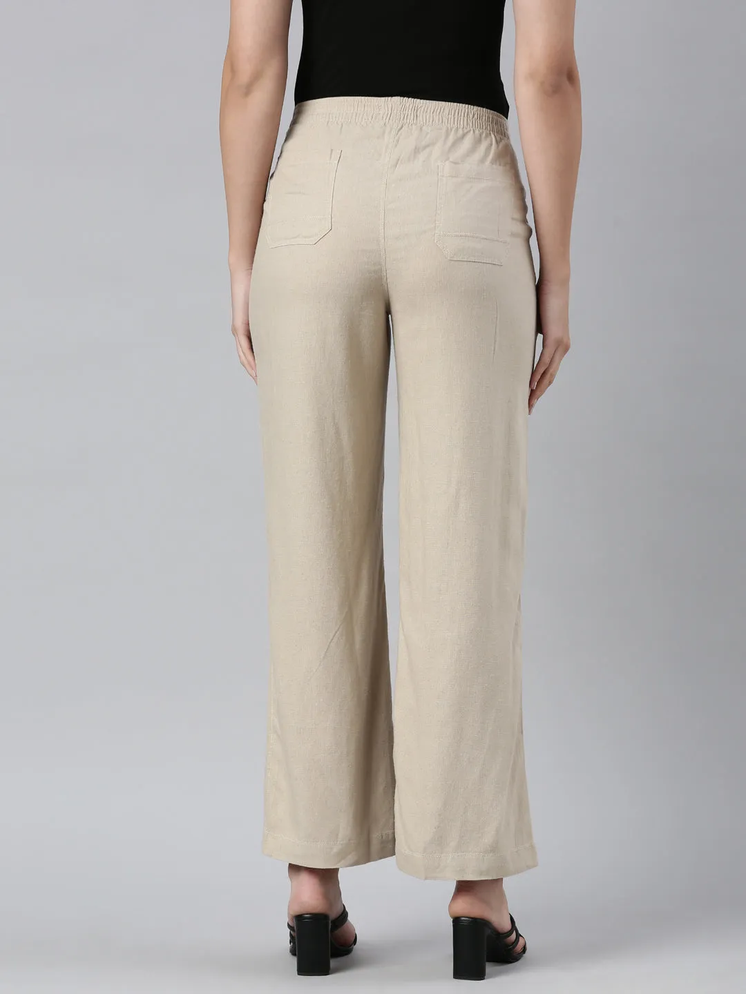 Light Beige Linen Cargo Pants