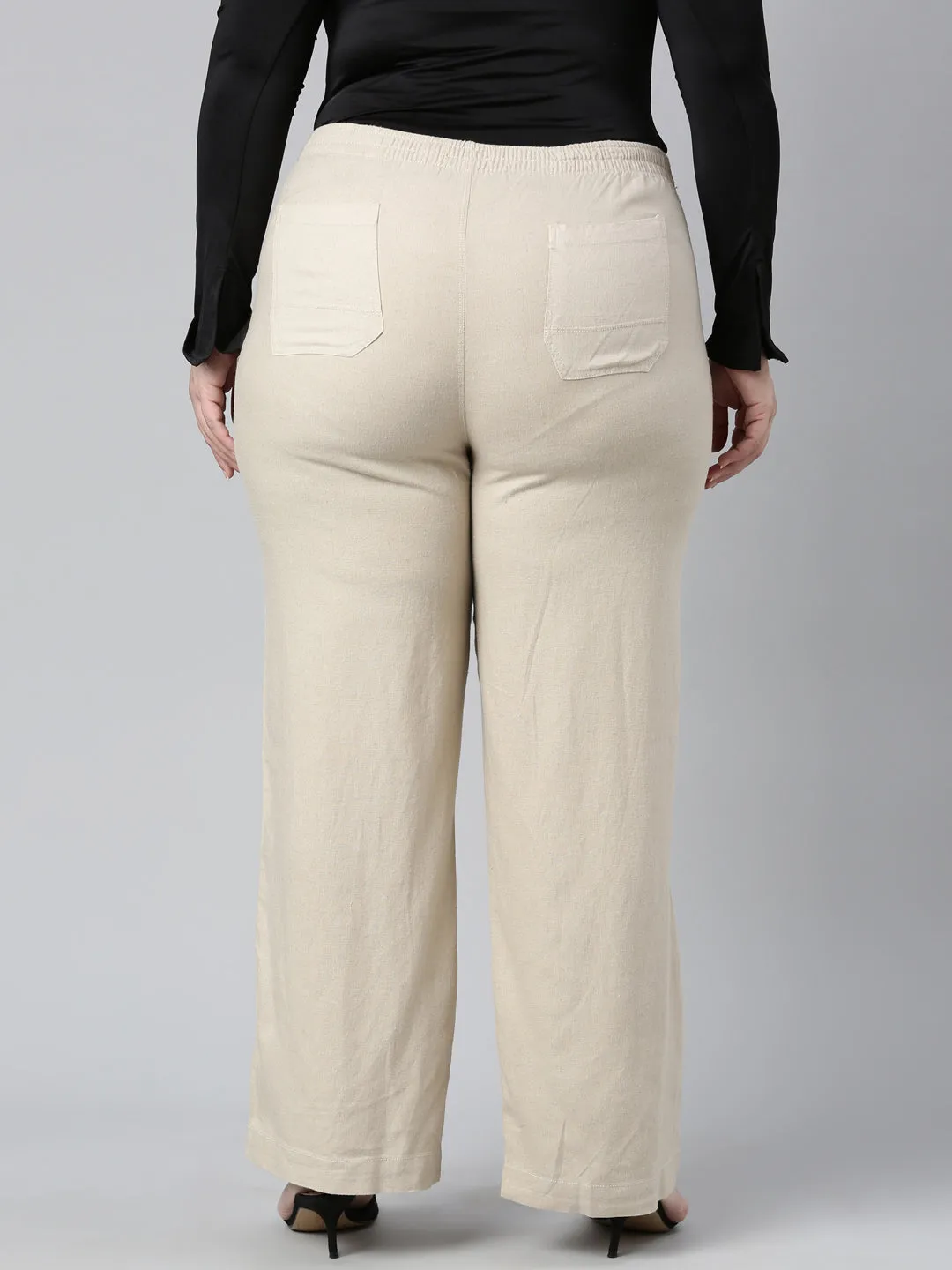 Light Beige Linen Cargo Pants