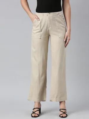 Light Beige Linen Cargo Pants