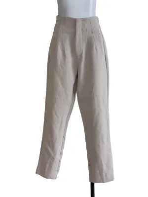 Light Beige Plain Tapered Pants