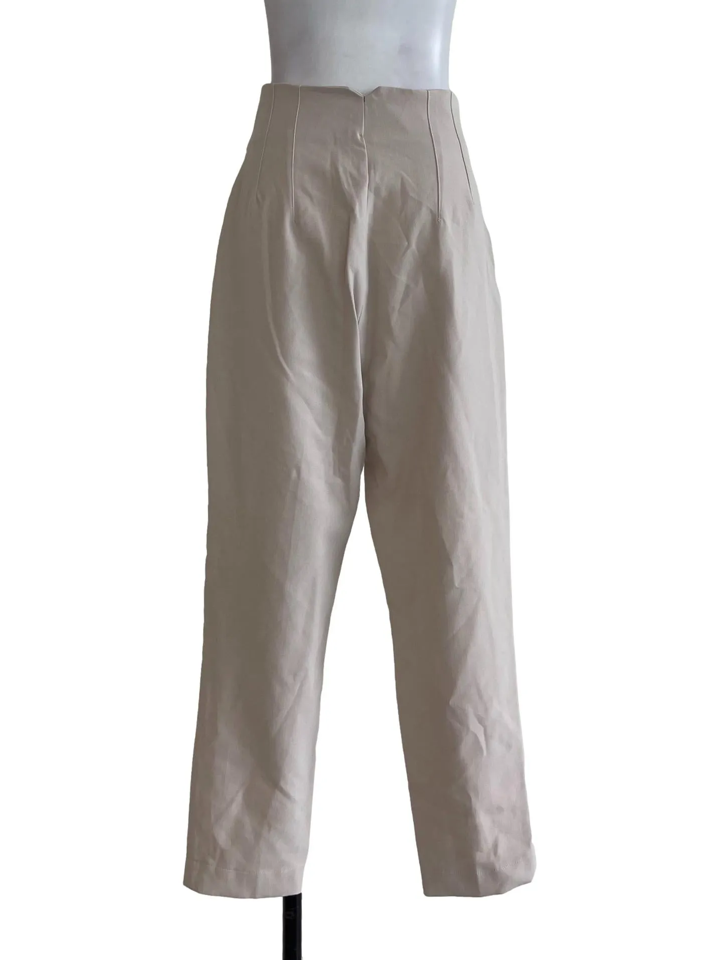 Light Beige Plain Tapered Pants