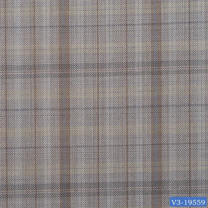 Light Beige with Brown Plaid Check Long Suit