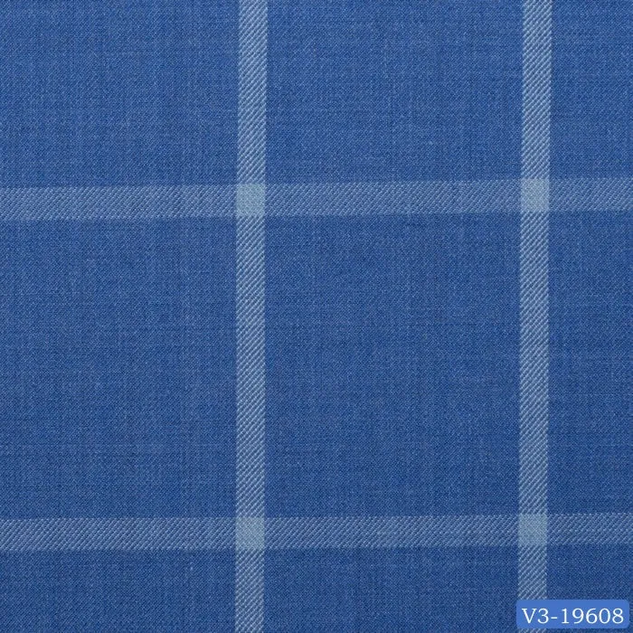 Light Blue Check Windowpane Long Suit