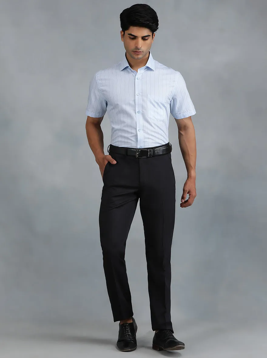Light Blue Striped Regular Fit Formal Shirt | Greenfibre