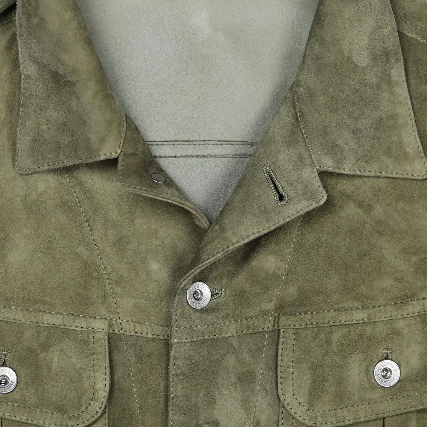 Light Green Unlined Suede Trucker Jacket
