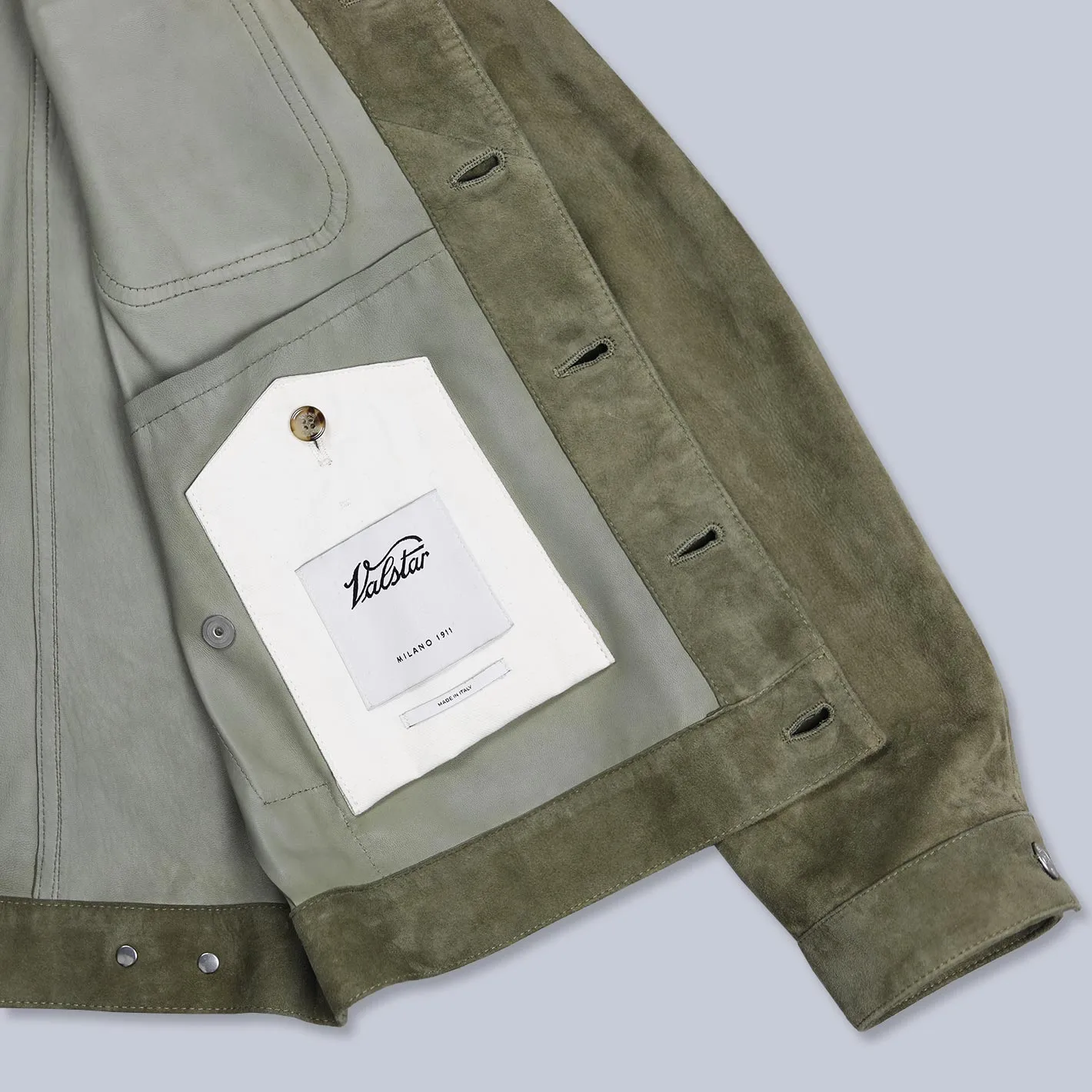 Light Green Unlined Suede Trucker Jacket