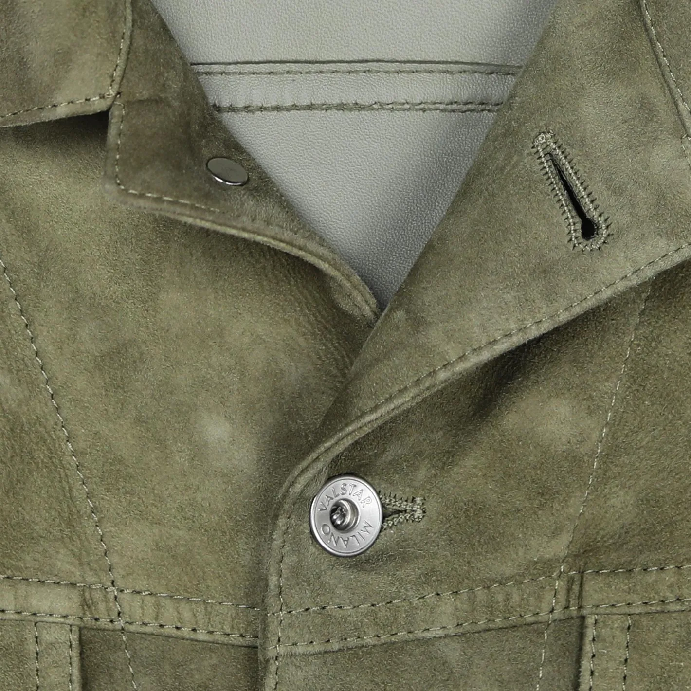 Light Green Unlined Suede Trucker Jacket