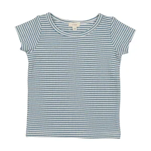 Lil Legs Short Sleeve T-Shirt - Denim Blue Stripe