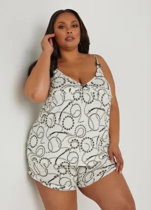 Love To Sleep Chain Print PJs Set