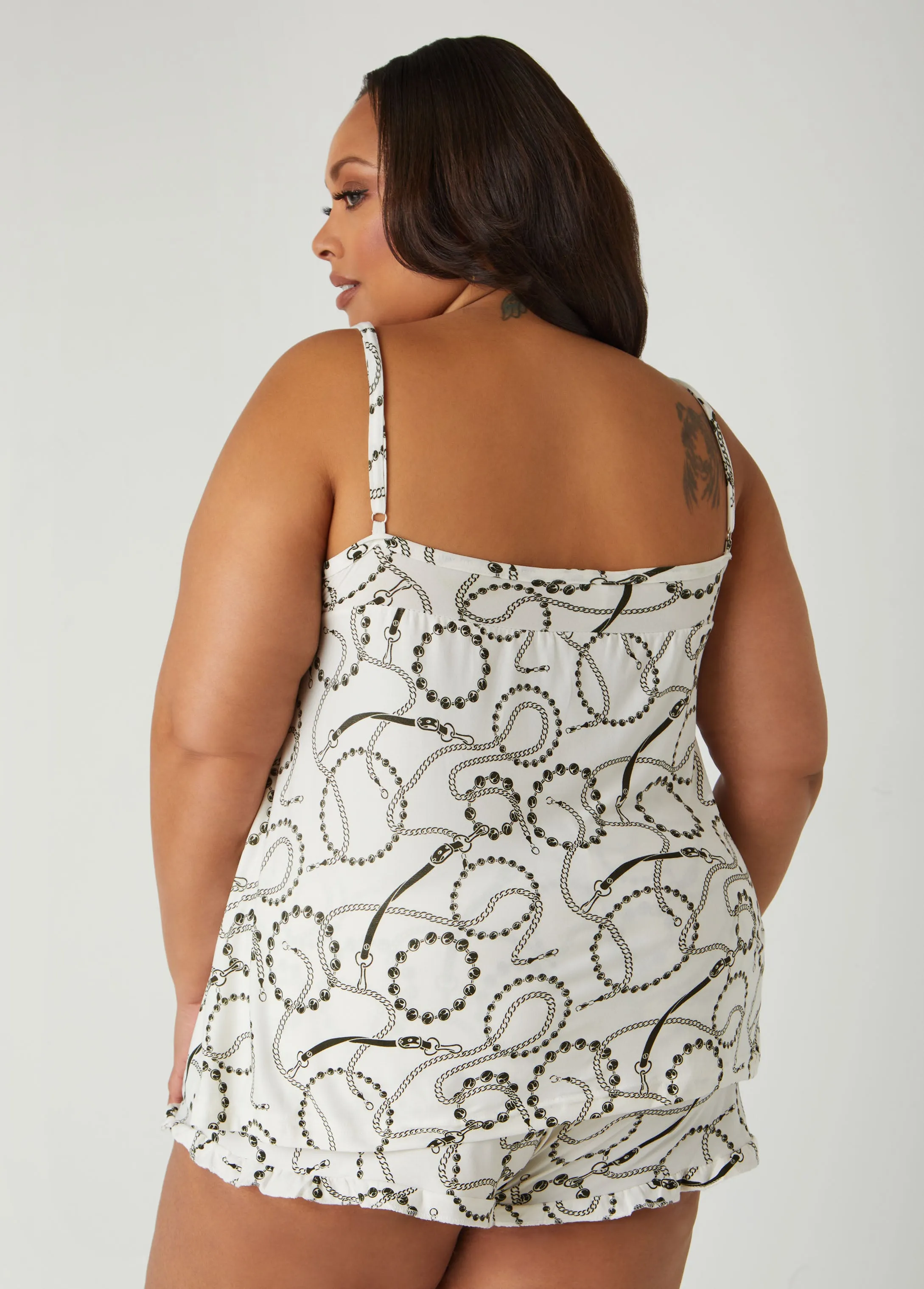 Love To Sleep Chain Print PJs Set