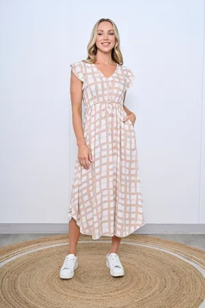 Luciana Dress - Beige Abstract