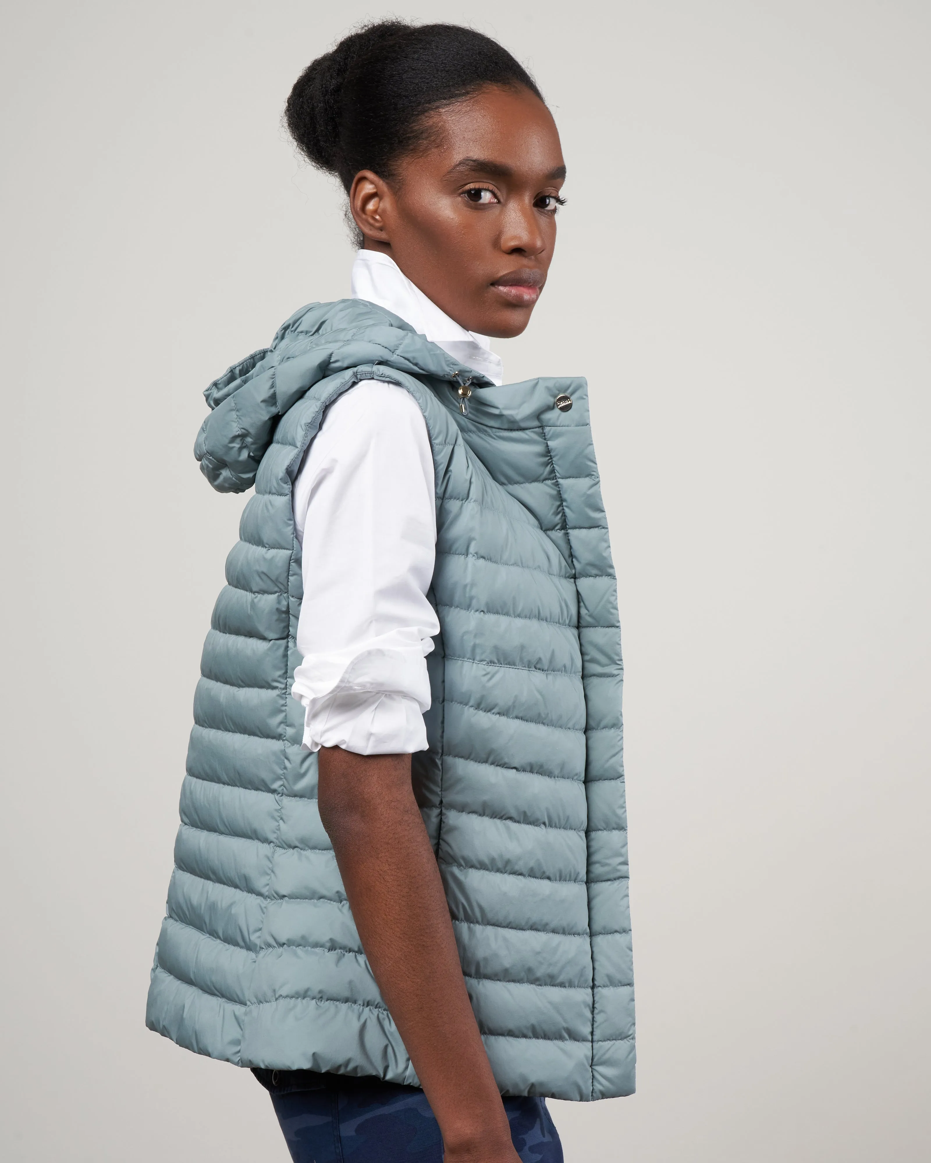 matte nylon down vest - 9175 acqua