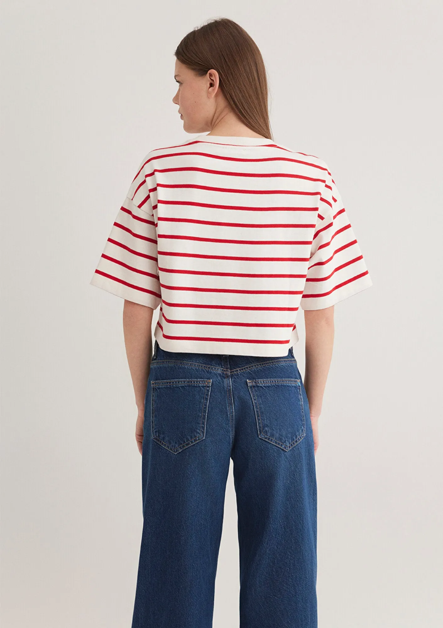 Mavi Logo Printed Red Striped T-Shirt