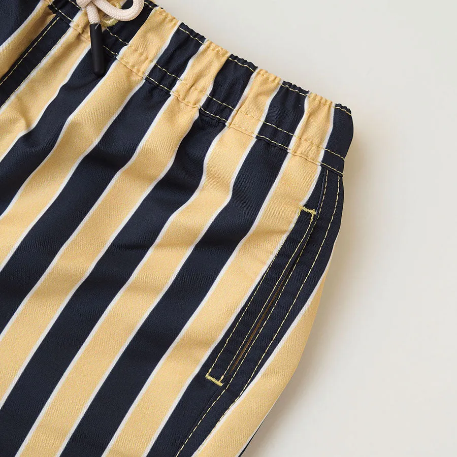 Men UV Swim Short Sorrento - navy yellow stripes