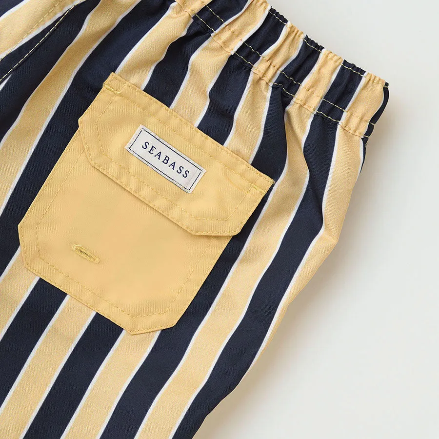 Men UV Swim Short Sorrento - navy yellow stripes