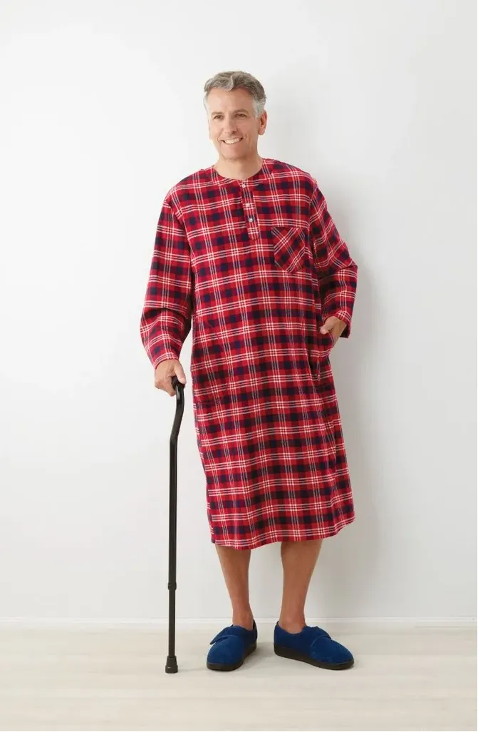 Men's Open Back Nightgown for Elderly