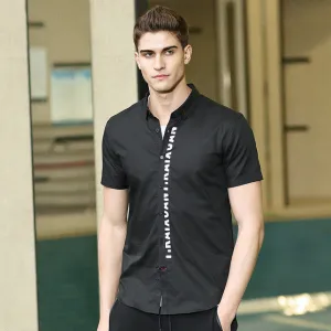 Men's Short Sleeve Cotton & Spandex Casual Shirt