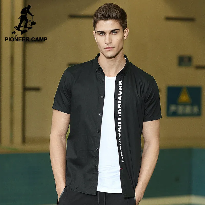 Men's Short Sleeve Cotton & Spandex Casual Shirt