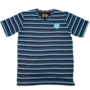 Mercerized Men's V-Neck Tee : Blue Multi-color Stripe