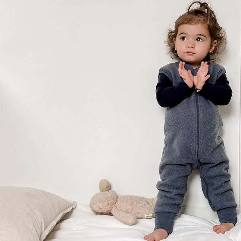 Merino Fleece Sleepsuit Sleeveless Dark Denim