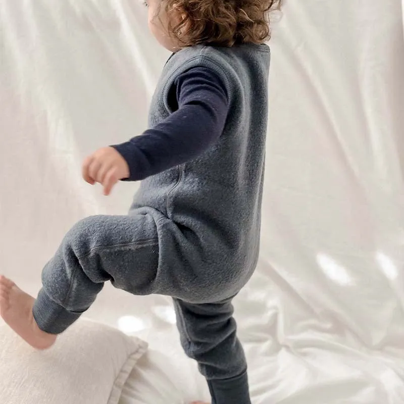 Merino Fleece Sleepsuit Sleeveless Dark Denim