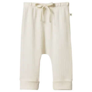 Merino Pointelle Drawstring Pants  - Natural