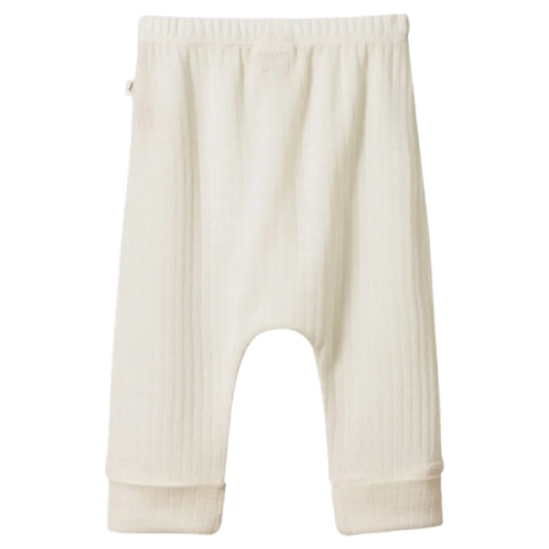 Merino Pointelle Drawstring Pants  - Natural