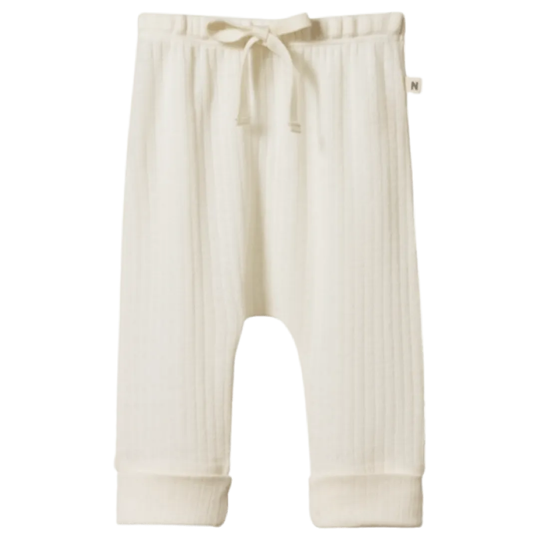 Merino Pointelle Drawstring Pants  - Natural