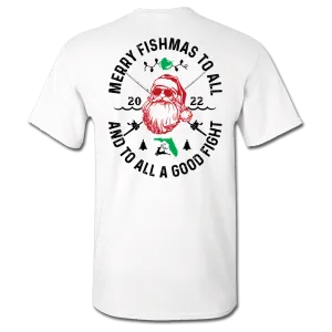 Merry Fishmas - Short Sleeve Cotton Tee - White