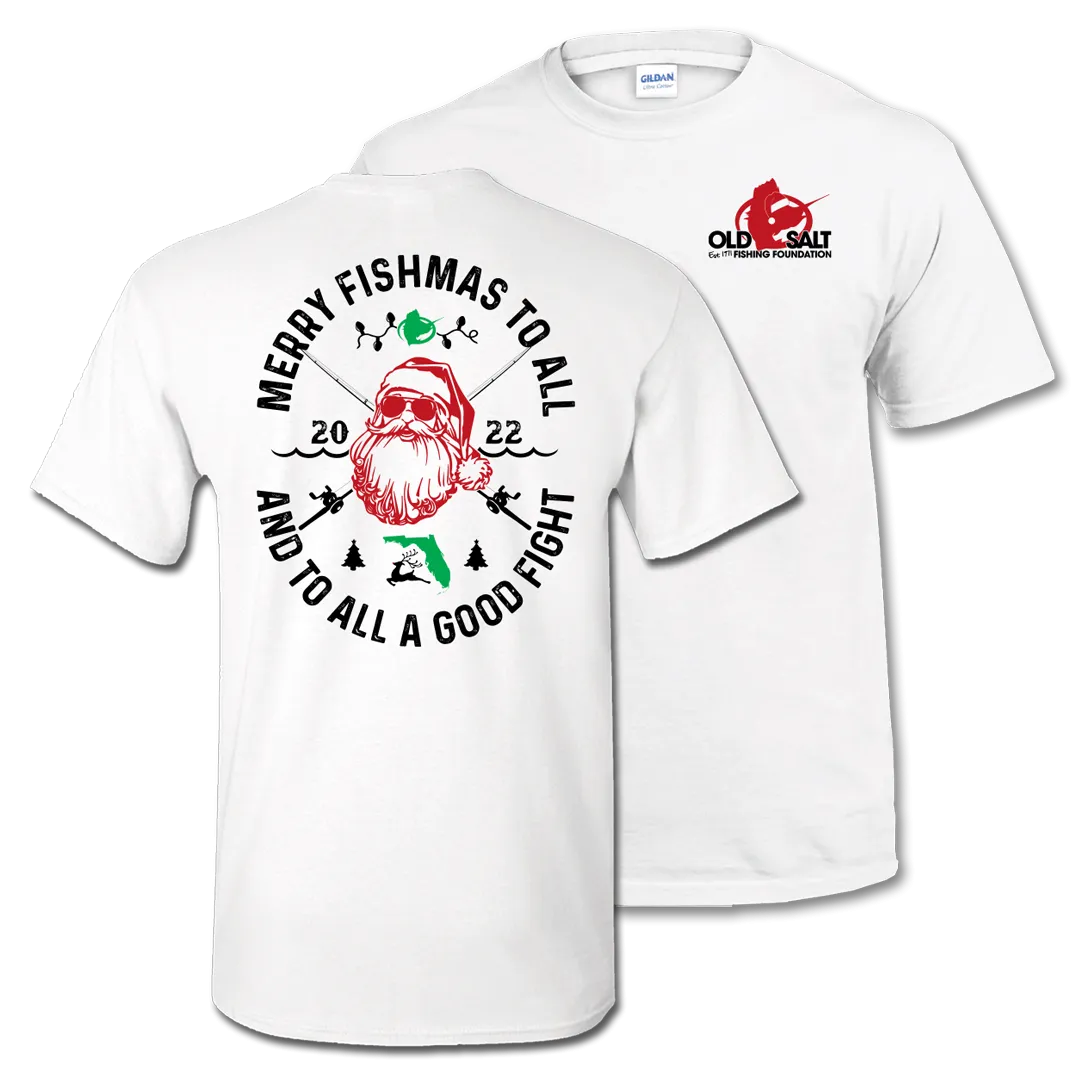 Merry Fishmas - Short Sleeve Cotton Tee - White