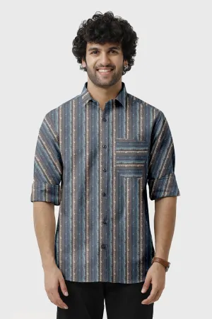 Miami - Blue Printed Casual Shirts for Men | Ariser