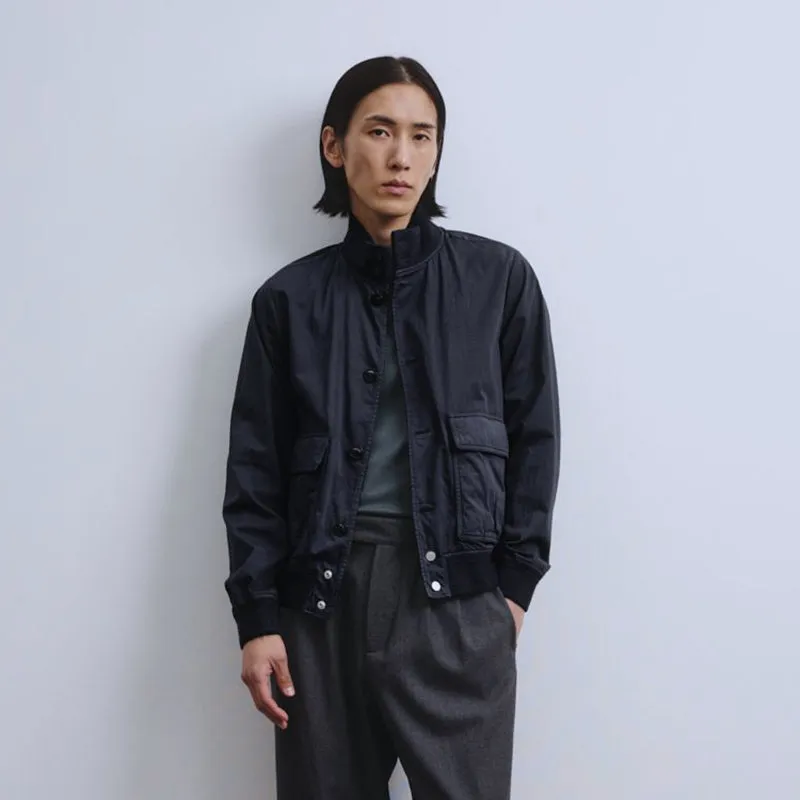 Midnight Blue Cotton Nylon Unlined Valstarino Jacket