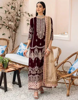 MK-304 | Emaan Adeel Makhmal Collection 2022 | Unstitched & Stitched Embroidered  Valvet Suits