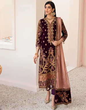 MK-306 | Emaan Adeel Makhmal Collection 2022 | Unstitched & Stitched Embroidered  Valvet Suits