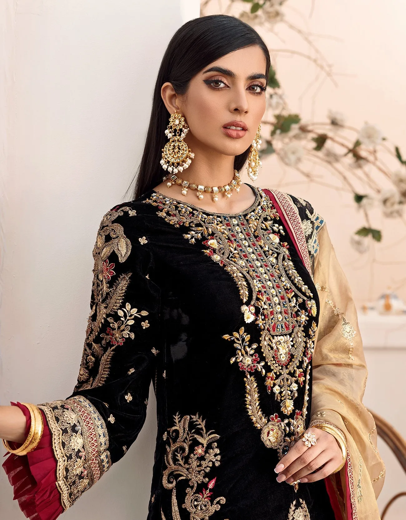 MK-307 | Emaan Adeel Makhmal Collection 2022 | Unstitched & Stitched Embroidered  Valvet Suits