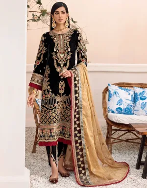 MK-307 | Emaan Adeel Makhmal Collection 2022 | Unstitched & Stitched Embroidered  Valvet Suits