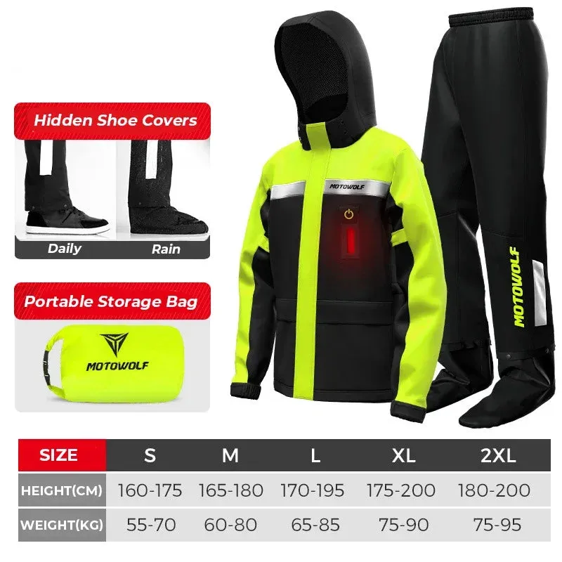 Motorcycle Raincoat Suit - Waterproof Reflective Split Jacket and Pants for Outdoor Activities