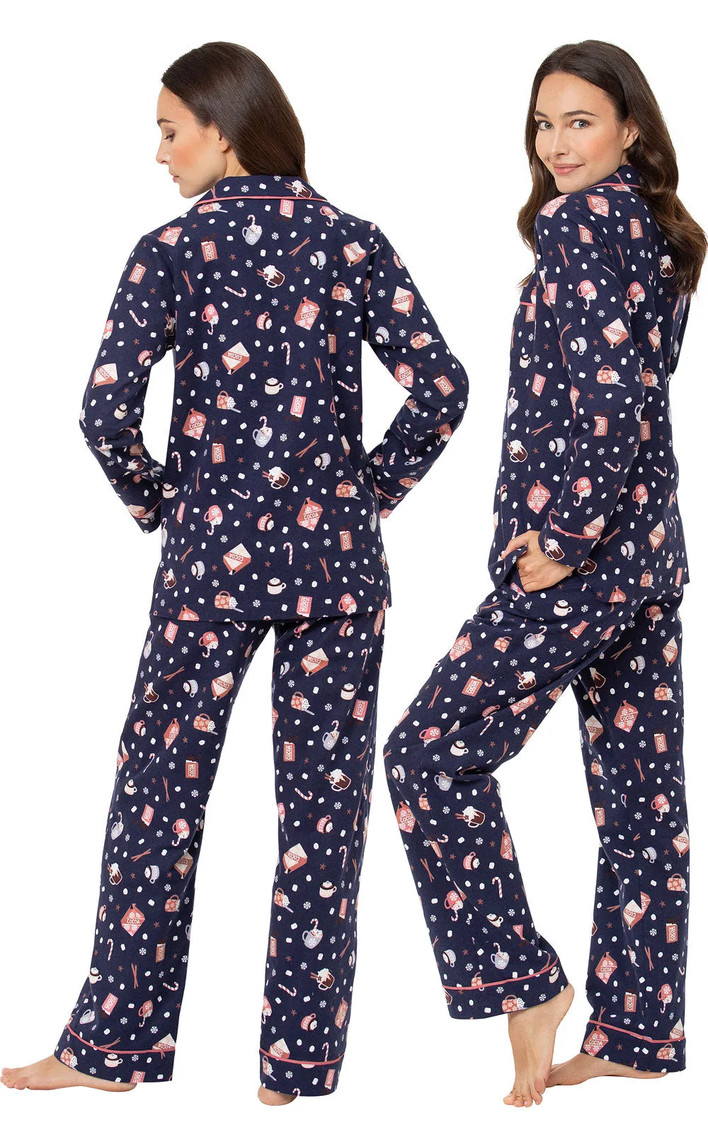 Mugs & Kisses Flannel Button-Front Pajamas