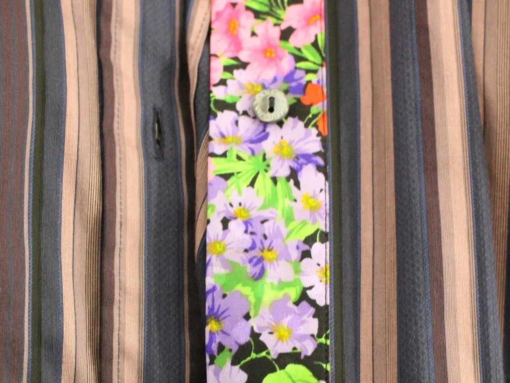 Multicolor Striped Floral Cotton Shirt