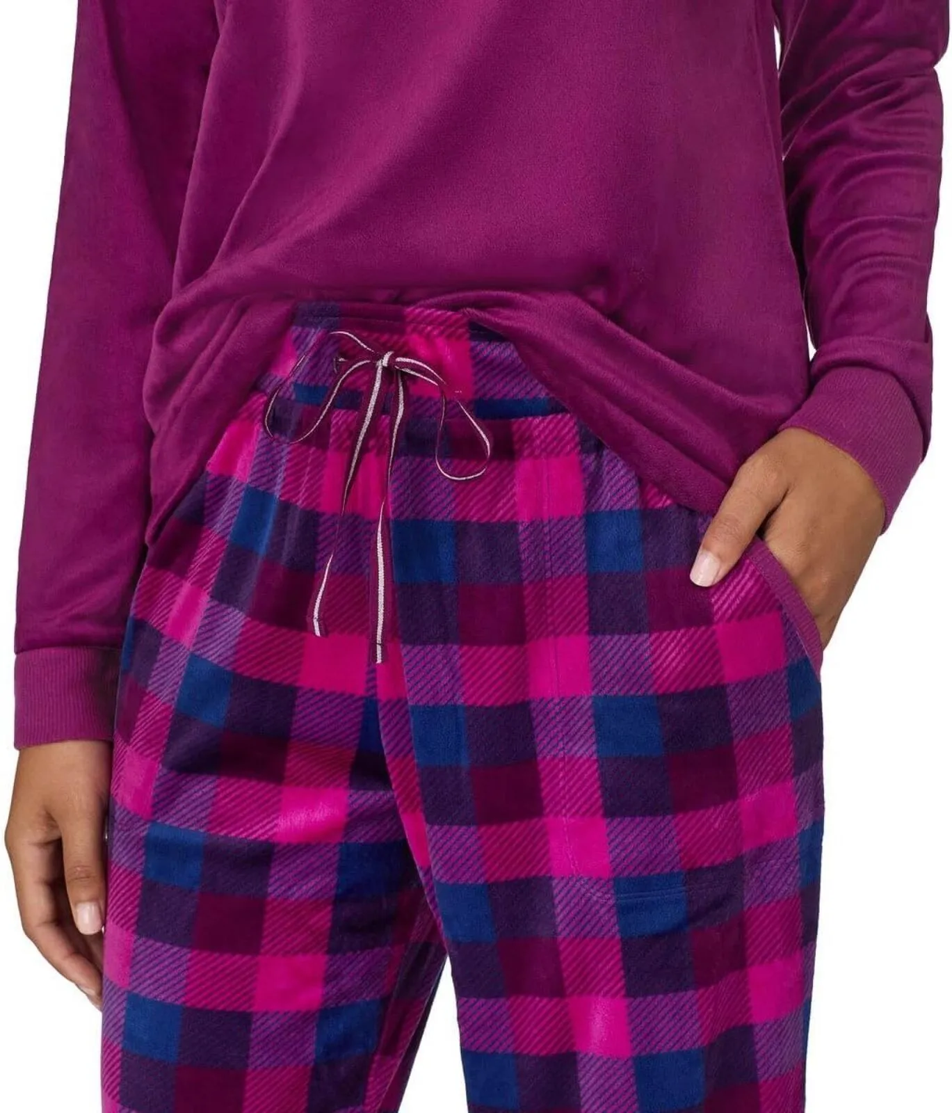 Nautica Women's 2 Piece Fleece Pajama Sleepwear Set 1812934 Purple Plaid S