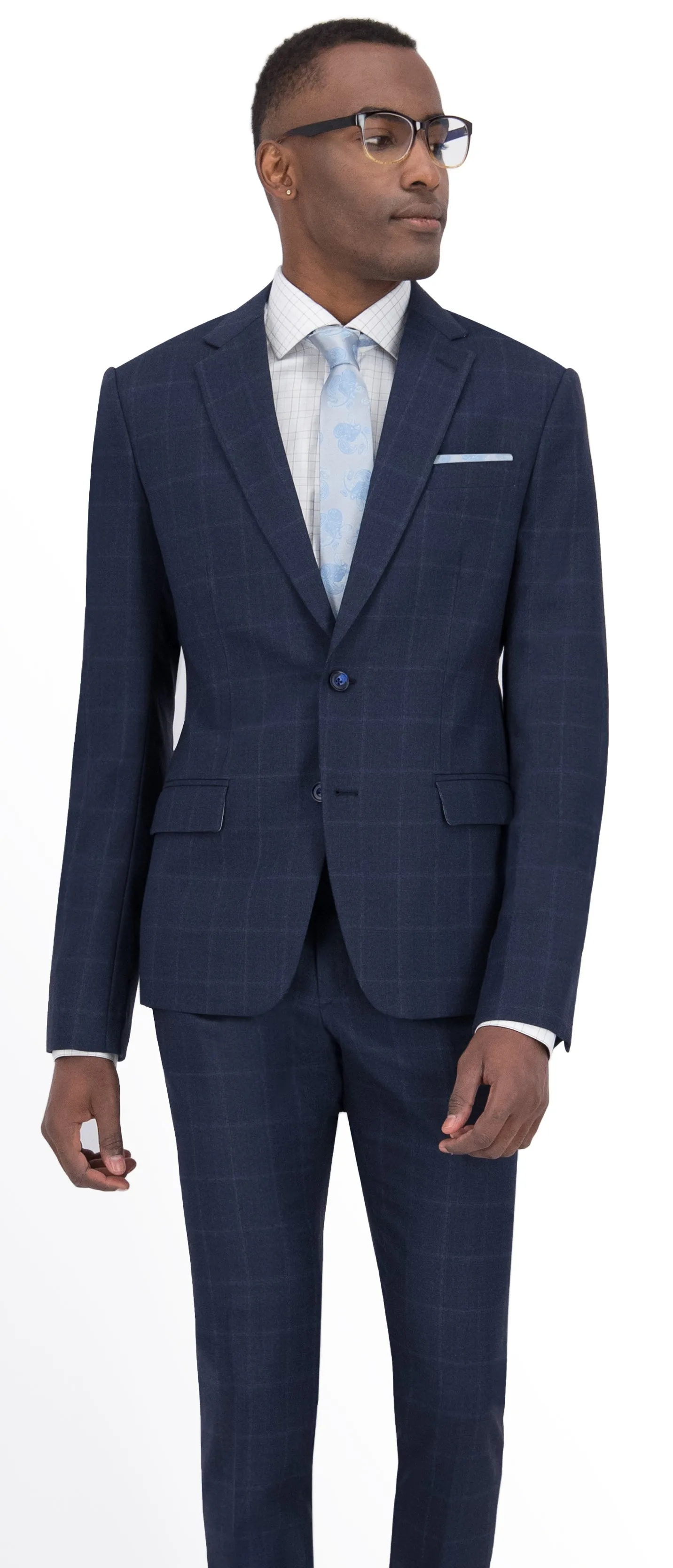Navy Blue Check Short Suit
