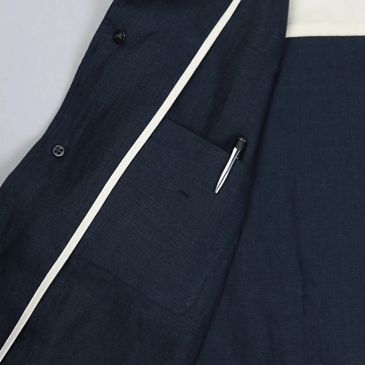 Navy Linen Unlined Work Jacket