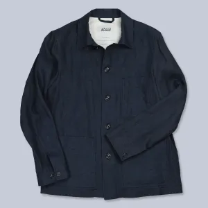Navy Linen Unlined Work Jacket