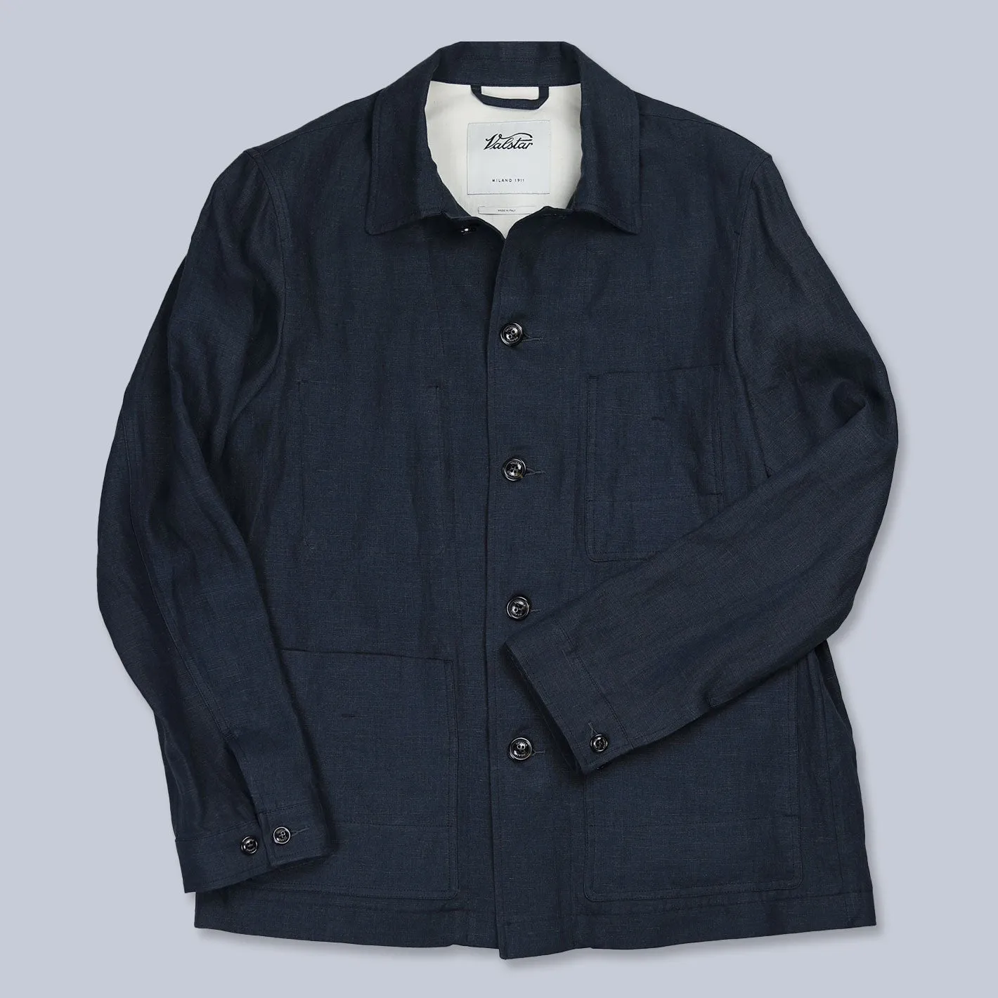 Navy Linen Unlined Work Jacket