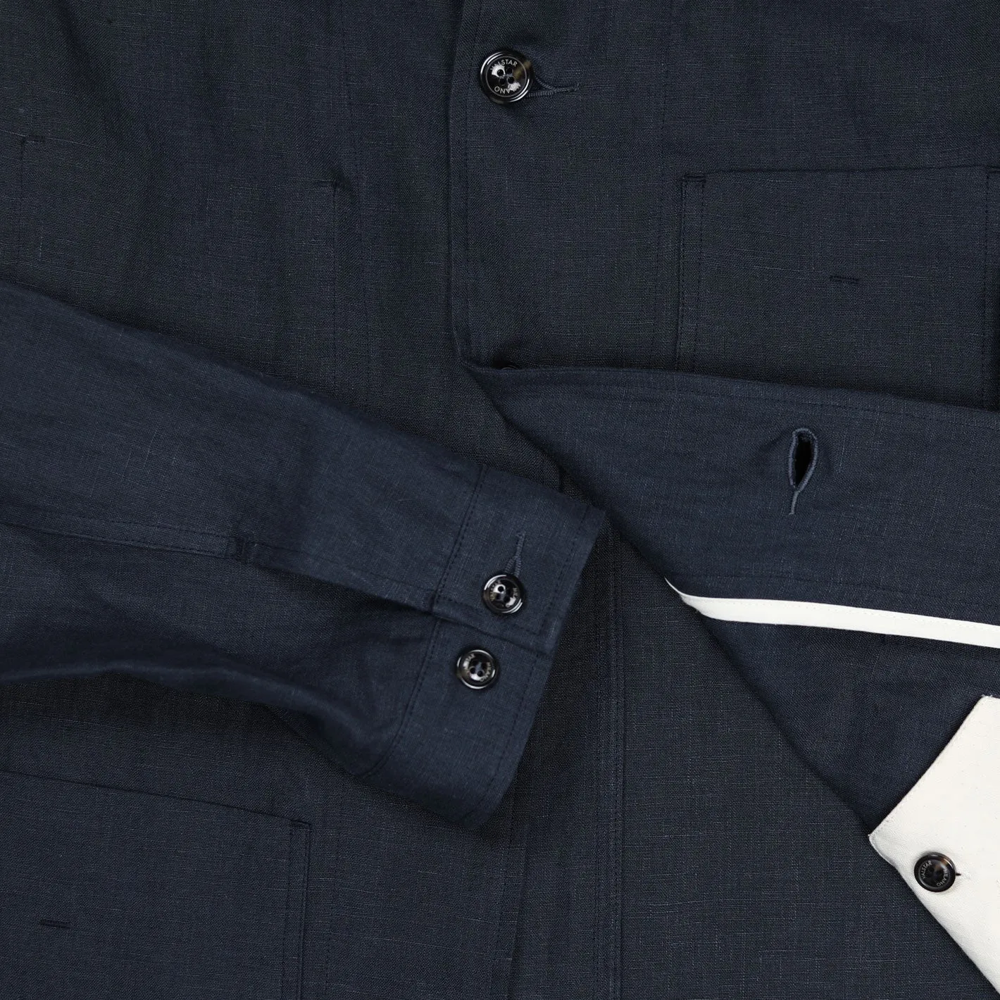 Navy Linen Unlined Work Jacket