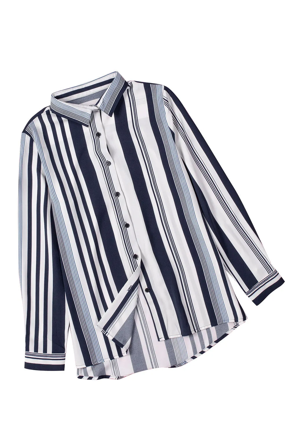 Navy Striped Modern Women Shirt